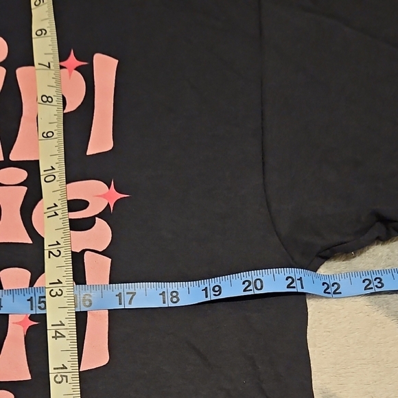 Persaya Womens Black Crew Neck Pink Cowgirl Baddie Glamour Boxy T-Shirt Cotton L - Picture 6 of 7